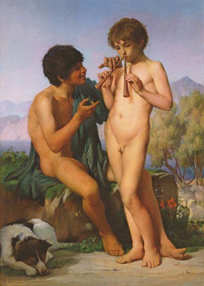 A lição de flauta de Jules Elie Delaunay